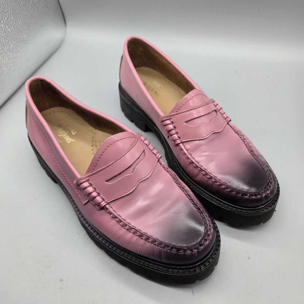 G.H. Bass Whitney Weejun Penny Loafers Lug sole Pink Ombre Sz US 7